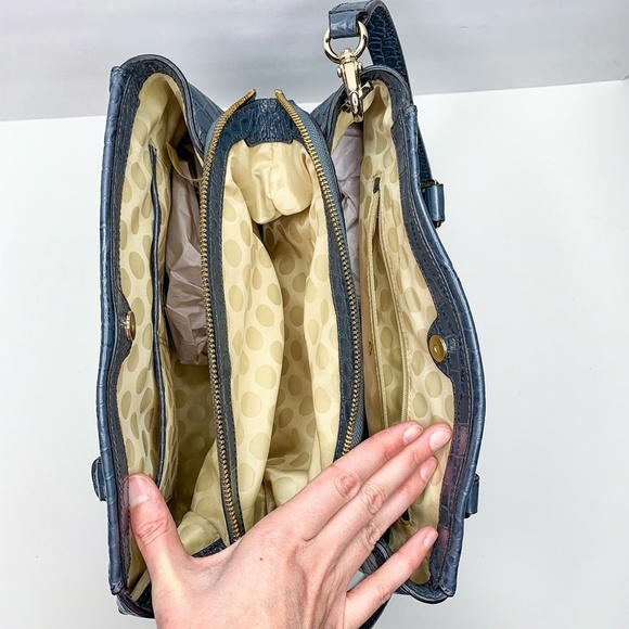 Kate Spade Slate Blue Crocodile Reptile Satchel Handbag with Strap with Dust Bag - Picture 9 of 9